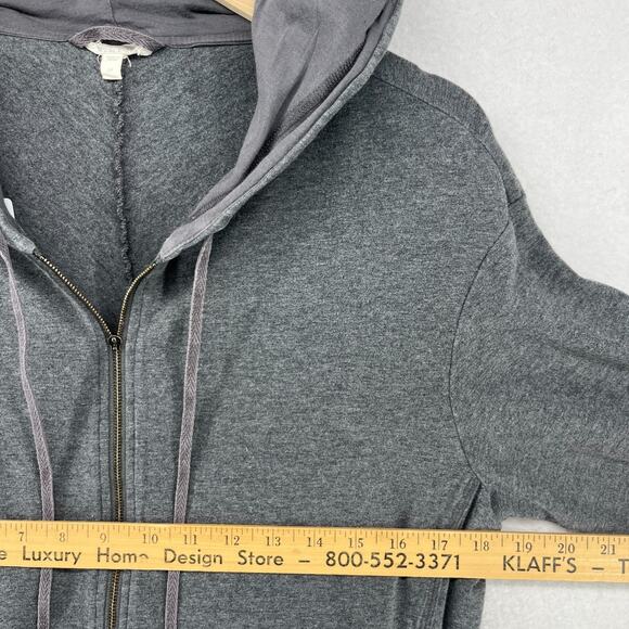 EILEEN FISHER Jacket M Stretch Organic Cotton Hoodie Full Zip Asymmetric Gray - Picture 13 of 15